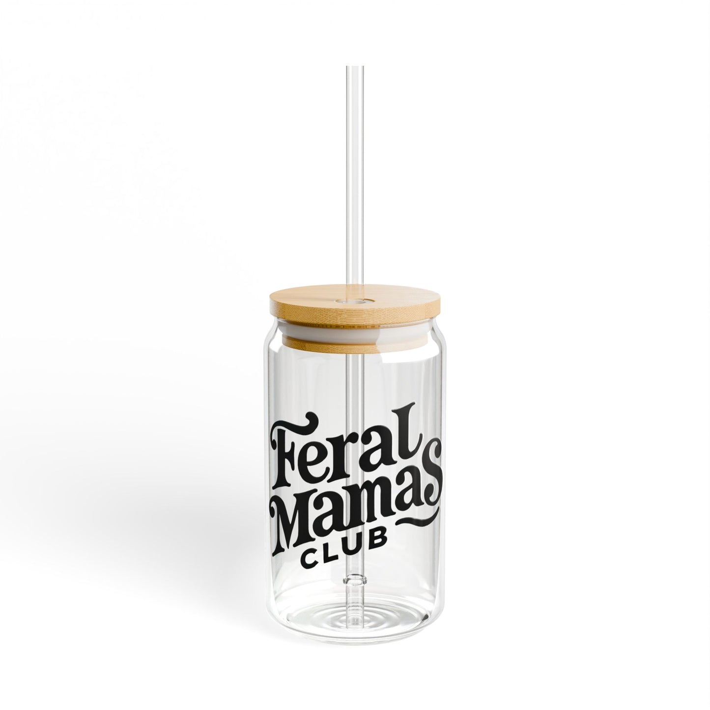 Feral Mamas Club Sipper Glass 16oz, Mama on the Go Iced Coffee Tea Tumbler, Travel Cup Gift for Mom, Fierce Mom Life Mug, Mom Life Glass