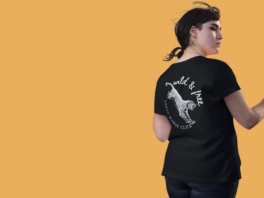 Eco-Friendly Tiger Design T-Shirt - Feral Mamas Club Apparel - White Design on Dark Colors