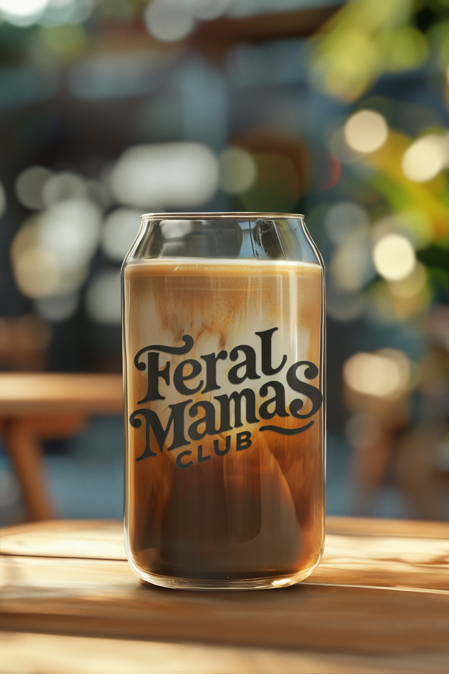 Feral Mamas Club Sipper Glass 16oz, Mama on the Go Iced Coffee Tea Tumbler, Travel Cup Gift for Mom, Fierce Mom Life Mug, Mom Life Glass